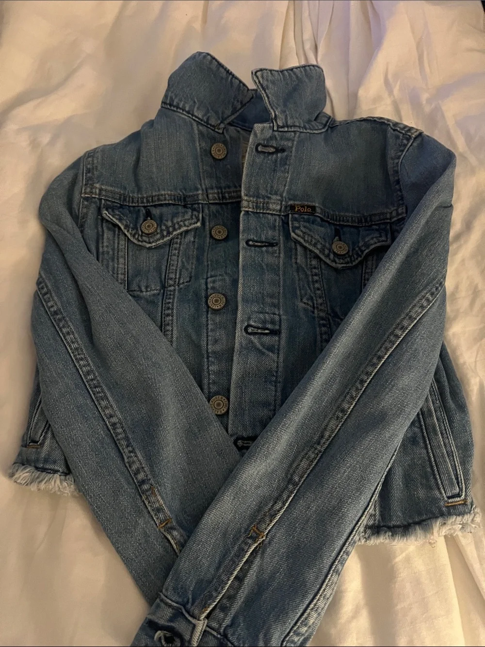 Polo by Ralph Lauren Cropped Blue Denim Jacket with Back Logo